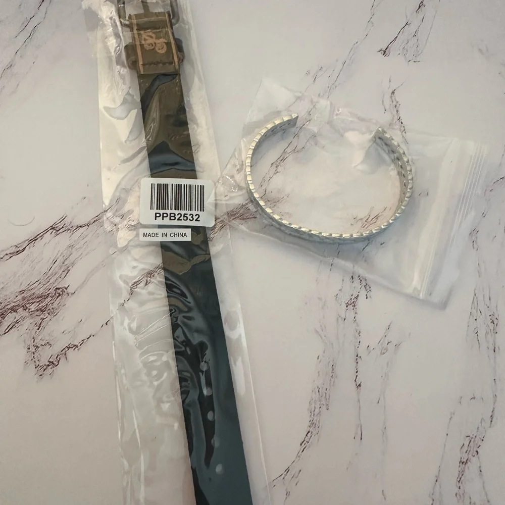 PLUNDER 2 Bracelets Faux Leather And Silvertone Casual Summer Bracelets